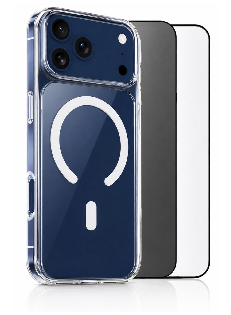 MOBM Pack Of 3 Protection for iPhone 17 Pro – MagSafe Clear Case - Clear Screen - Privacy Screen - Image 1